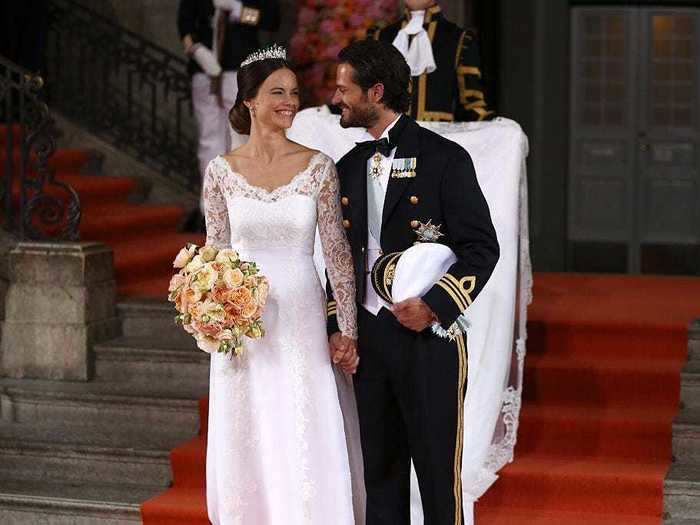 Princess Sofia of Sweden chose a lacy dress by Swedish designer Ida Sjöstedt.