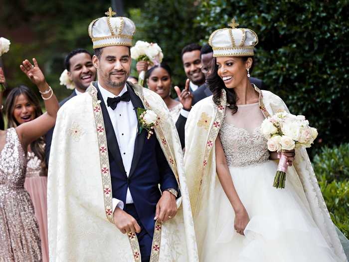 Princess Ariana Makonnen married Prince Joel Makonnen of Ethiopia in a Lazaro dress customized by Cheryl Lofton, who has tailored outfits for Michelle Obama.