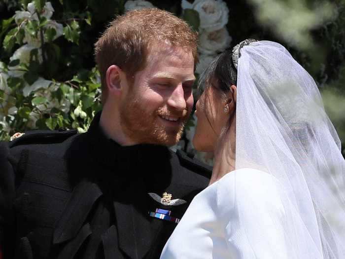 Their first kiss outside the chapel is one of the most popular photos from their wedding. However, this moment right before their lips met also made for an adorable moment.