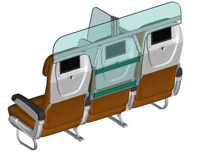 The design also accounts for in-flight entertainment, contouring accordingly as to not obstruct seat-back screens.