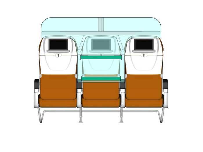 The kit is one solid piece, which can be strapped to the middle seat. It also fills the gaps in between the seats to further divide the rows from each other.