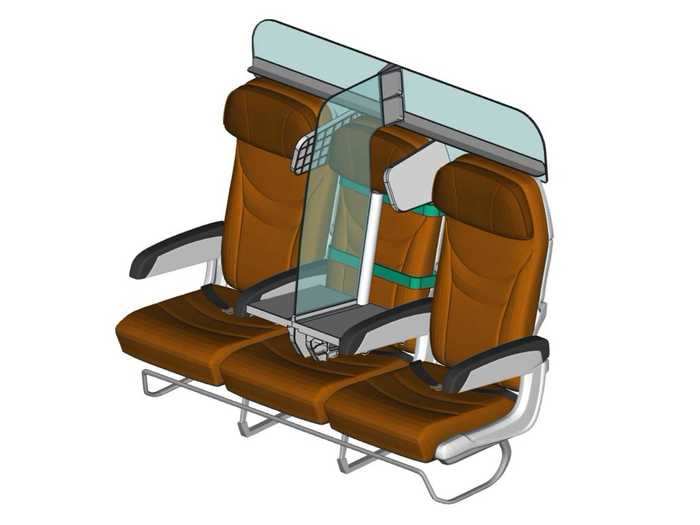 The design keeps the seat and rows intact, unlike other designs that feature reversible middle seats but adds numerous barriers to effectively create a cocoon of safety.