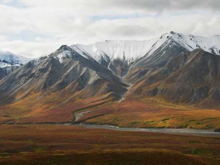 The Alaska Range Mountains are located inside Denali National Park in Alaska.