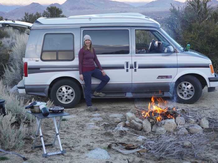 Kristin Hanes and her partner, Tom, are a California couple currently living and traveling in their 1994 Chevy Astro van through the statewide stay-at-home order.