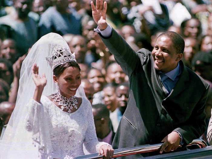 King Letsie III and Karabo Motsoeneng of Lesotho married in a traditional Catholic wedding ceremony in 2000.