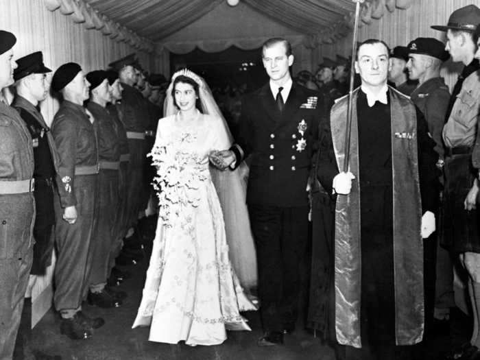 Queen Elizabeth II and Prince Philip wed at Westminster Abbey in 1947.