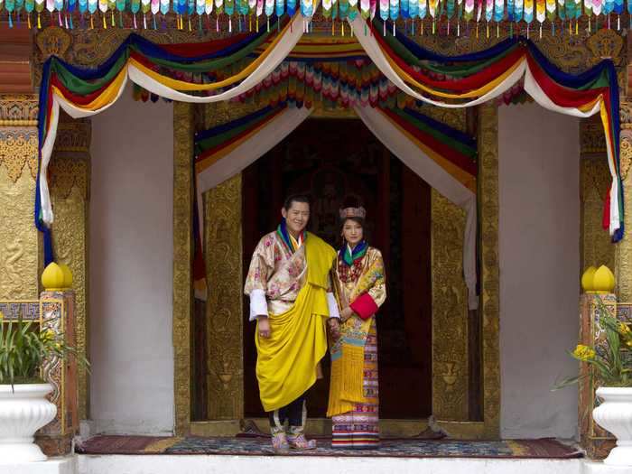 King Jigme Khesar Namgyel Wangchuck and Queen Ashi Jetsun Pema held their marriage ceremony at The Dzong in Punakha, Bhutan, in 2011.