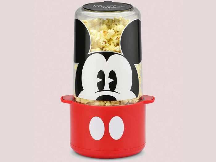 A Mickey-themed popcorn maker is ideal for when you need a quick snack.