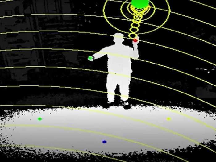 Using a Microsoft Kinect to determine how far away a person is, the hoop was also able to identify a basketball and determine its trajectory, which then determined how the hoop would move.