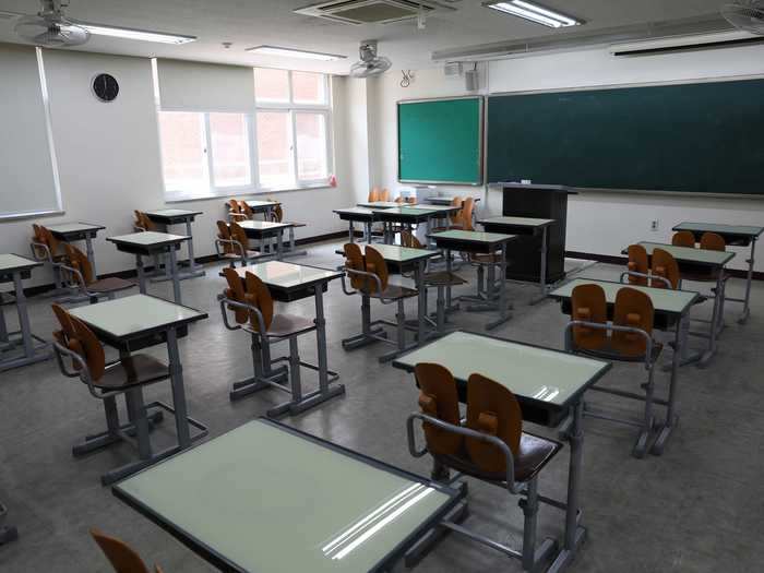 Classroom desks have also been moved further apart.