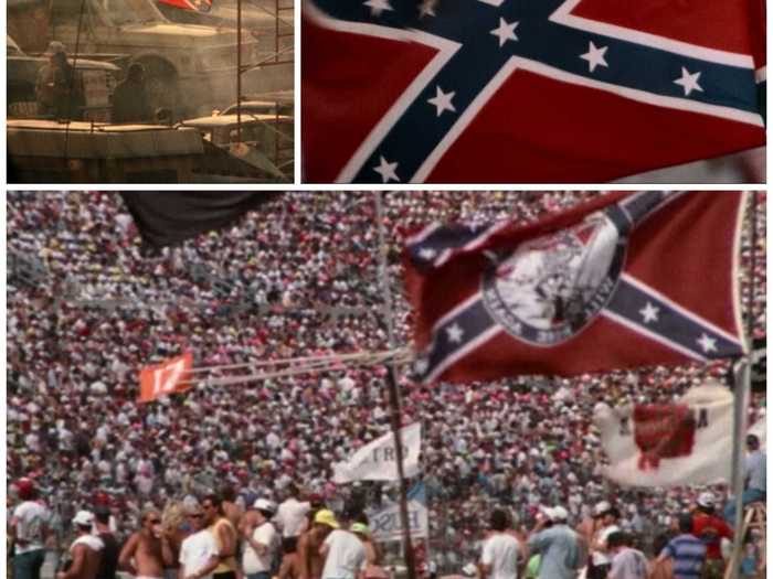 The film zoomed-in on several Confederate Flags, including a "The South Will Rise Again" flag. These were all seen in the first 90 seconds. No matter what your opinion is on the flag, we can all agree that this would not happen in a blockbuster film in 2019.