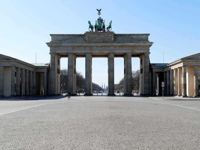 Germany went into lockdown beginning March 22, banning public gatherings of more than two people, closing schools and non-essential businesses, and urging residents to stay five feet away from each other.