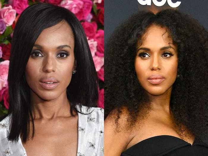 Kerry Washington sometimes opts for natural curls over her typical straight hairstyle.