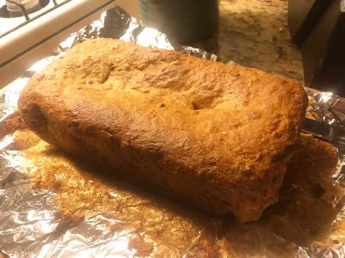 When the bread came out of the oven, it was the perfect golden brown and looked ready to eat.