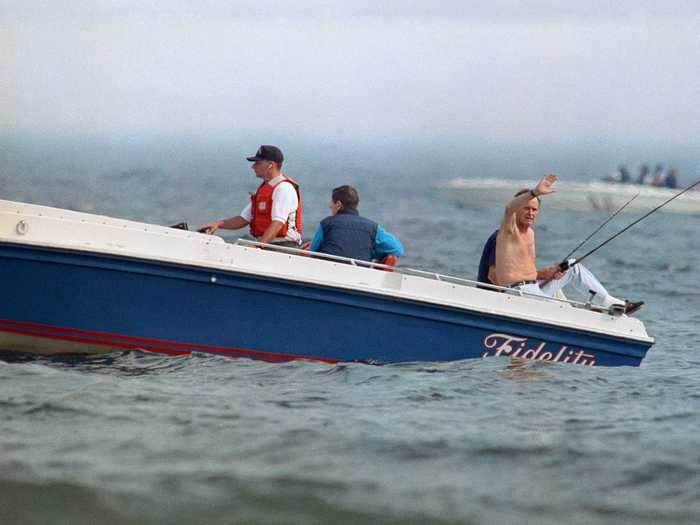 The following year, in 1991, President George H.W. Bush was spotted again in Maine during the holiday weekend. But this time he was fishing on a boat.