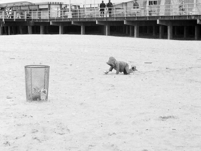 In 1973, however, the Coney Island beach was empty because of the cold and rainy weather.