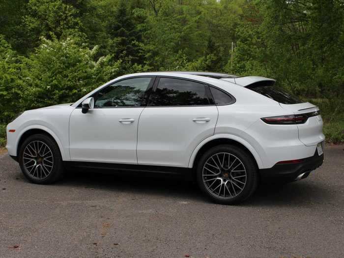 The Cayenne Coupé under consideration here has a sloping roofline, much of which is glass, curving through ...