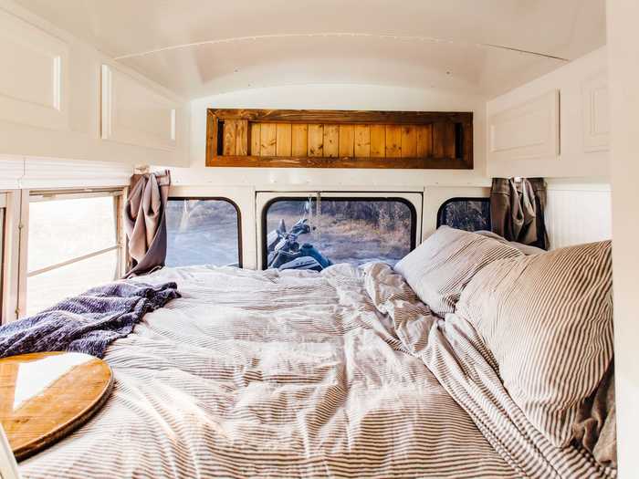 The master bedroom sits at the back of the bus.