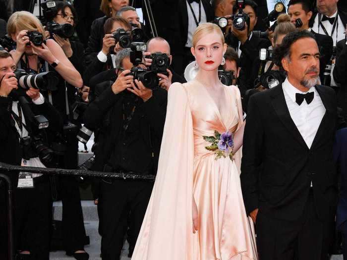 Elle Fanning turned heads with a cream-colored gown at the 2019 Cannes Film Festival.