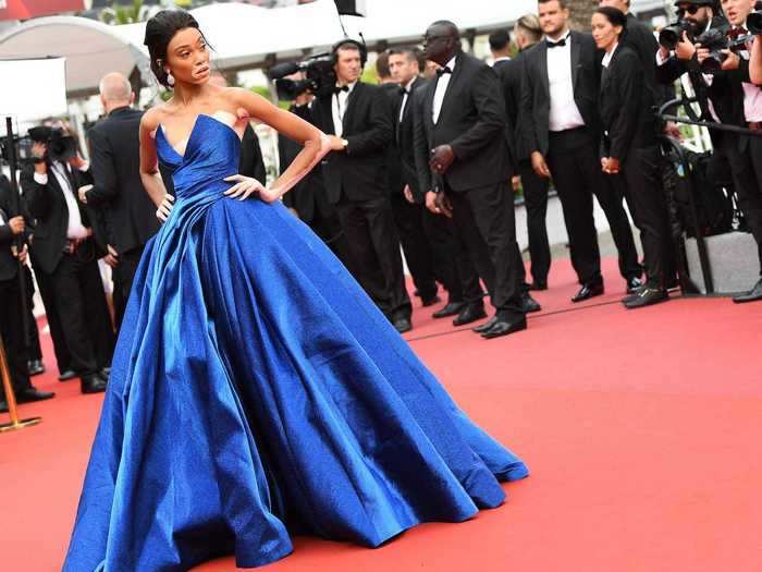 Winnie Harlow also attended in 2017, wearing a blue, structured ball gown.