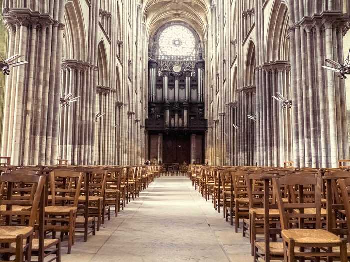 Construction of the Notre Dame Cathedral in Rouen, France, began the 12th century, and most additions were completed by the early 16th century.