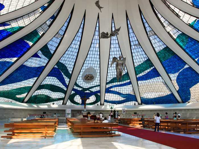 The Cathedral of Brasília in Brasília, Brazil, was constructed from 1958 to 1968.