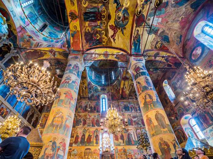 The Cathedral of the Dormition, in Moscow, Russia, was first constructed in 1326, but was rebuilt in 1475.