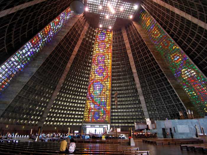 The Cathedral of San Sebastian in Rio de Janeiro, Brazil, was constructed between 1964 and 1979.