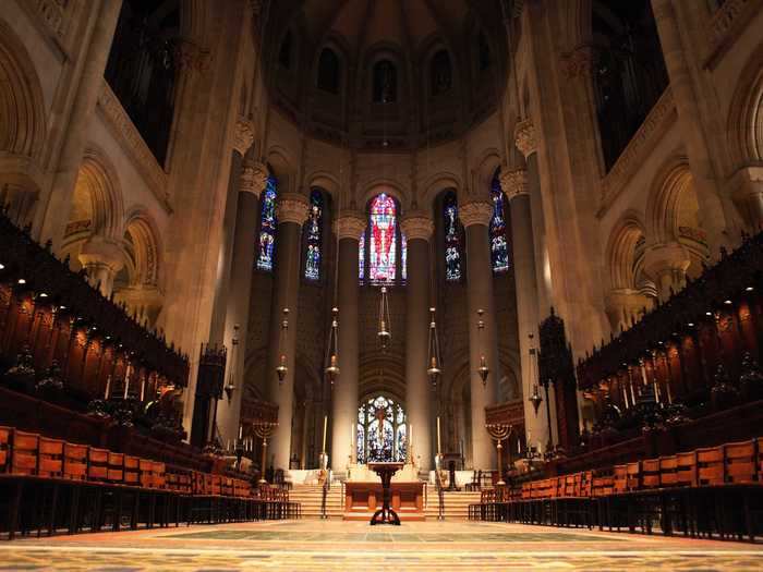 The Cathedral of St. John the Divine in New York City is the largest in the world at 121,000 square feet. Construction began in 1892 and is ongoing.