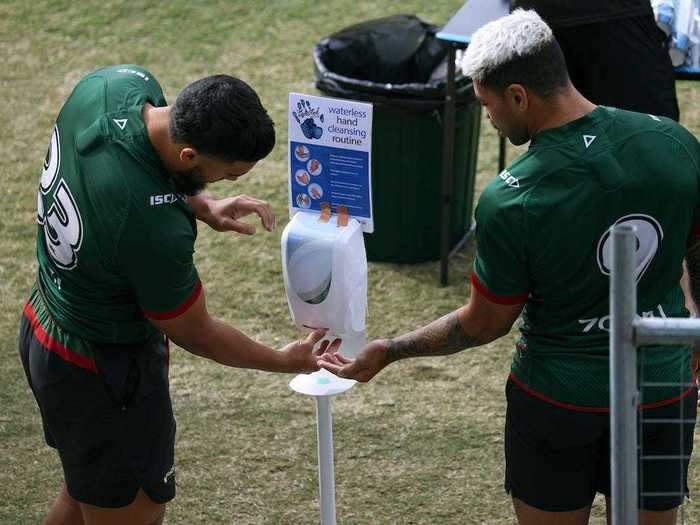 Sanitation stations are a new normal in many stadiums.