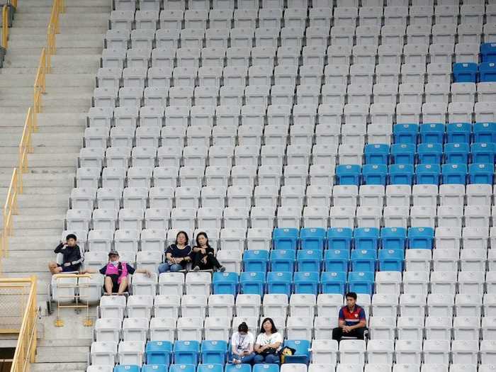 In a stadium in Taiwan, the only fans allowed are family members.