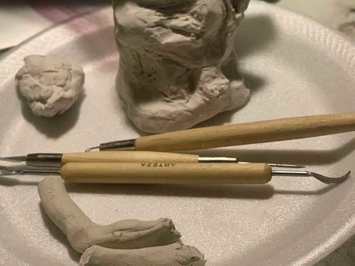 Sculpting with clay was therapeutic and relaxing.