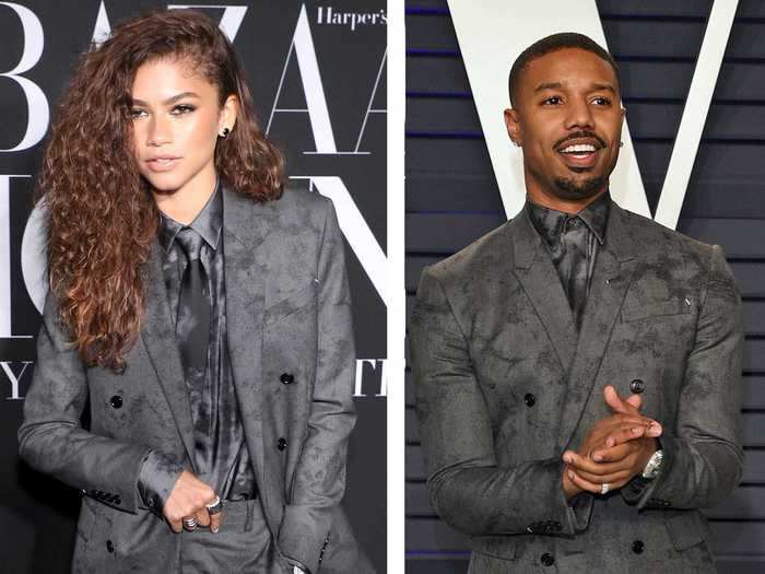 Zendaya and Michael B. Jordan both wore gray suits on the red carpet in 2019.