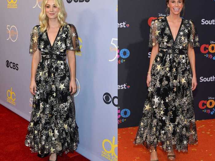 Keltie Knight and Kaley Cuoco wore matching star-emblazoned gowns.