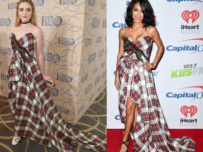 Both Kathryn Newton and Jada Pinkett Smith wore this high-low plaid gown.