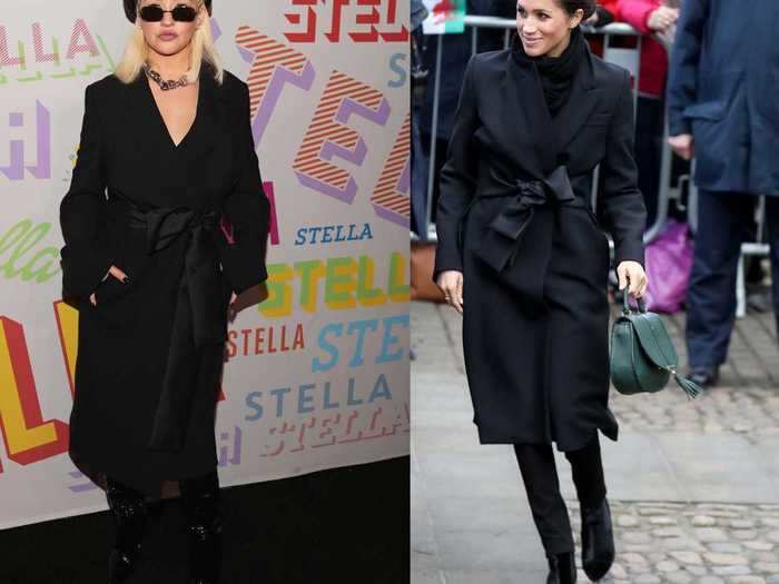 Christina Aguilera and Meghan Markle wore the same wrapped coat days apart.