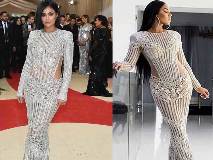 Ashanti and Kylie Jenner donned the same sparkly gown two years apart.