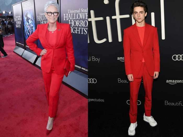 Both Jamie Lee Curtis and Timothée Chalamet know the power of a monochromatic suit.