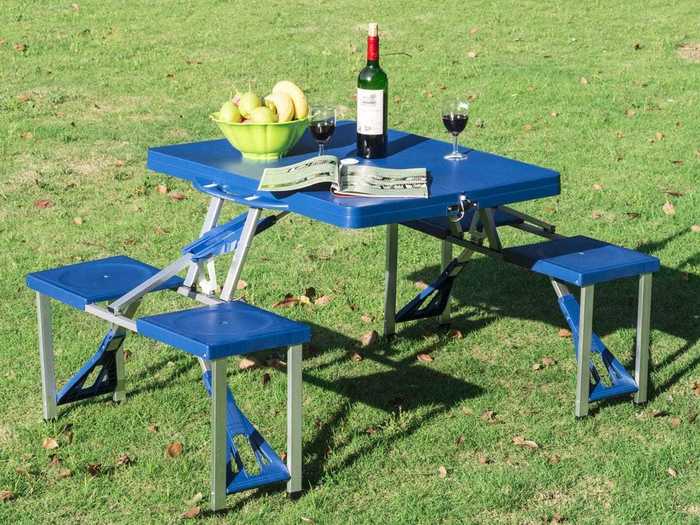 An outdoor dining table