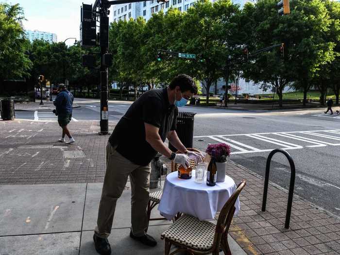 Some restaurants have gotten creative and set up dining areas outside.