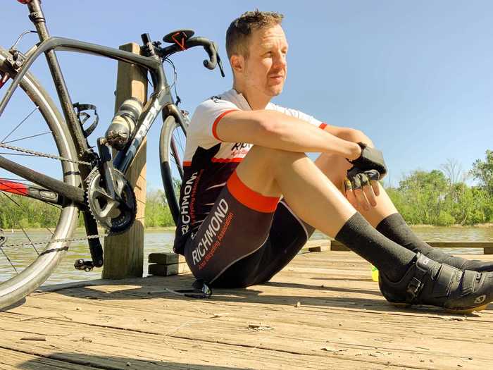 When he has time for a 2.5-hour ride, Loewen bikes to a specific pier where he likes to reflect.