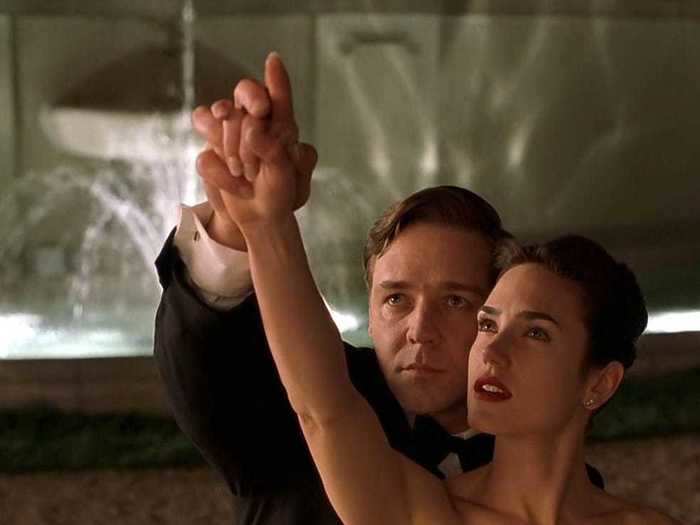 "A Beautiful Mind" (2001) tells the decades-long love story between John and Alicia Nash.