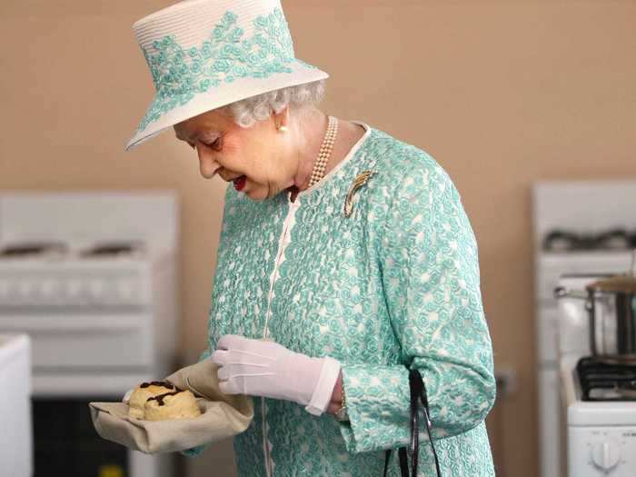 The Queen serves scones at her Buckingham Palace garden parties every summer.