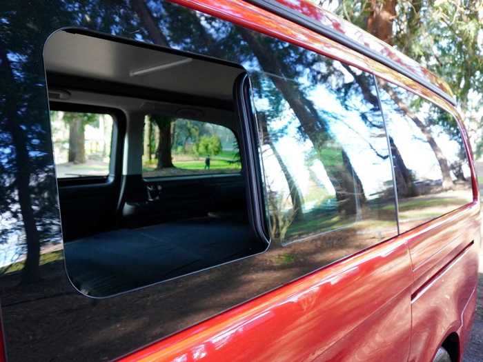 The maker calls the van’s sliding side windows “a must.”