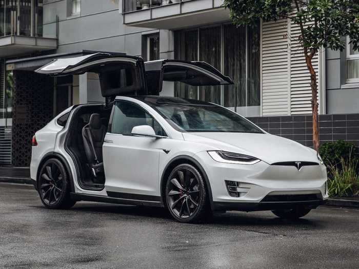 Up first is the Model X, probably the most flamboyantly high-tech SUV ever made. It debuted in 2015 with dramatic, upswinging "falcon-wing" doors.