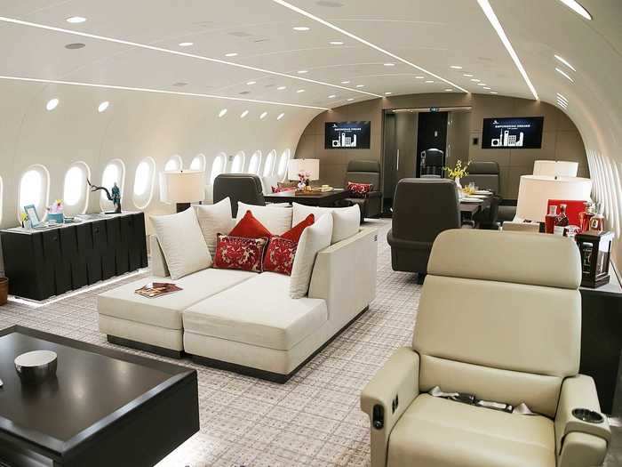Designers tasked with crafting the interiors have been able to get creative with the Dreamliner business jet. Here