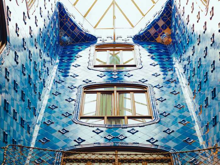 Much of the interior of Casa Batlló is created using mosaic tiles, which Gaudí liked for their sustainability.