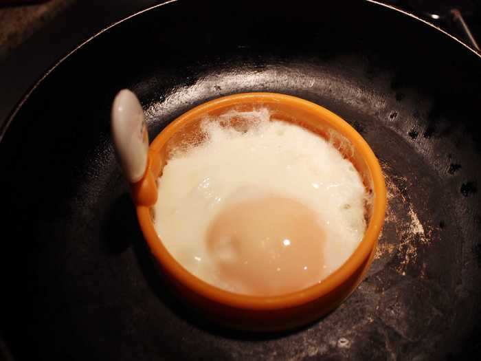 I then cracked my egg directly into the ring.