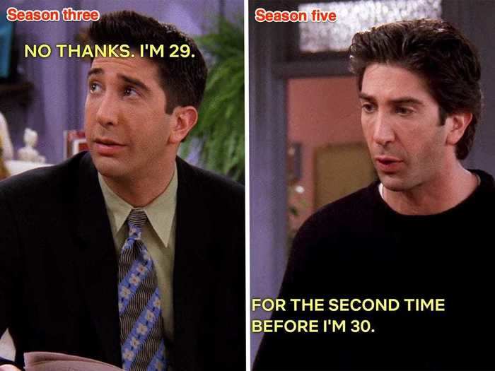 In fact, all the friends age at wildly inconsistent rates. Ross says he