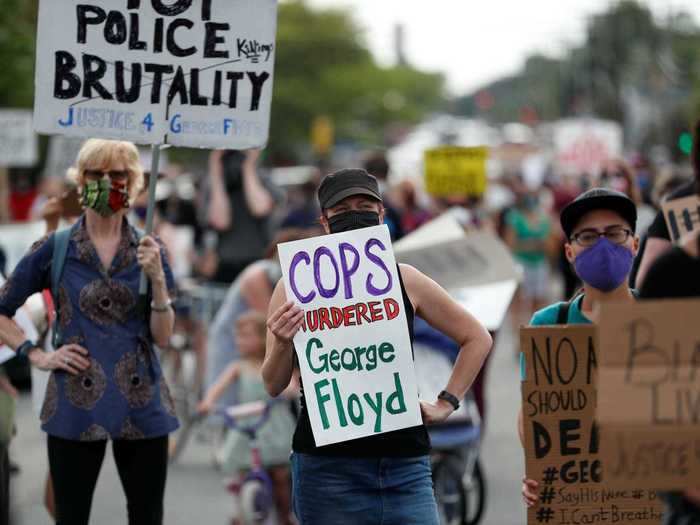 Signs showing the anger and frustration against the Minneapolis police department and police brutality in America as a whole were prominent.